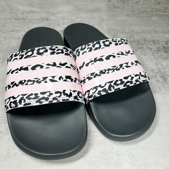 Adidas Adilette Comfort Slides gray/white/pink Size 10 - Picture 2 of 6